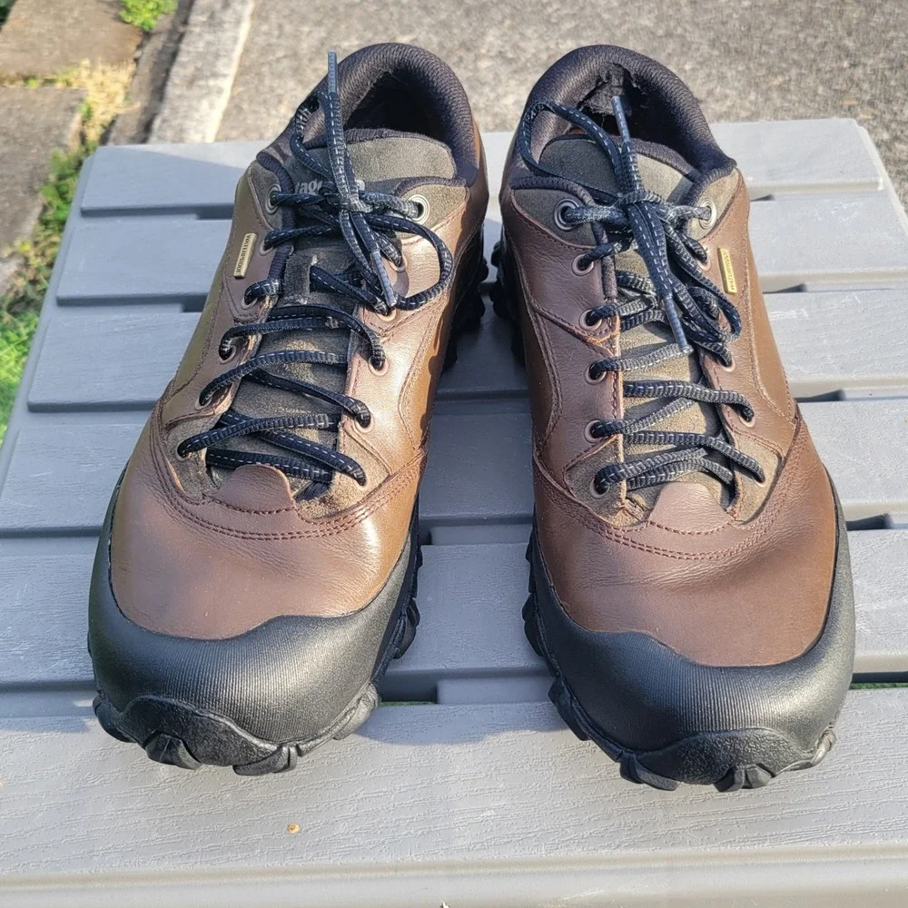 Patagonia Waterproof Hiking Shoes Men 12 Brown Leather Vibram Low Top Trekking